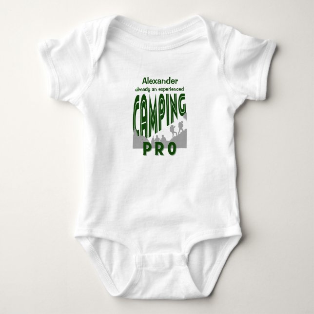 Personalize with name camping pro  baby bodysuit (Front)