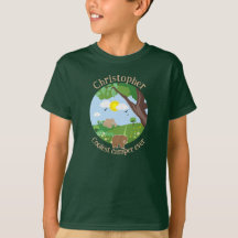 Personalize with name colourful kids camping
