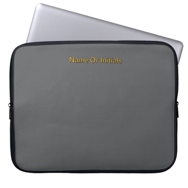 Personalize With Name Grey + Orange Laptop Sleeve (Front)
