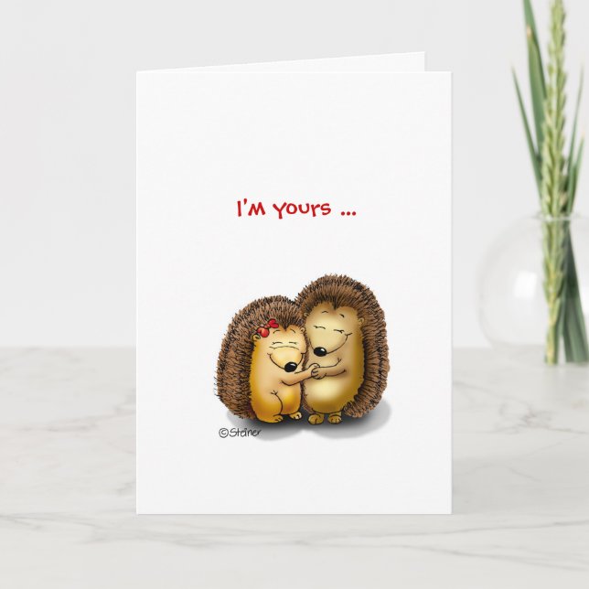 Personalize with name - Hugging Hedgehogs Holiday Card (Front)