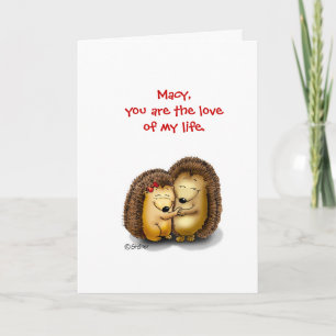Personalize with name - Hugging Hedgehogs Holiday Card