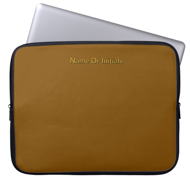Personalize With Name Initials Brown      Laptop Sleeve (Front)