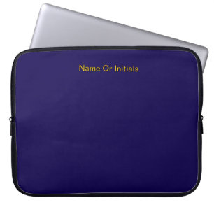 Personalize With Name Initials Dk Blue + Orange Laptop Sleeve