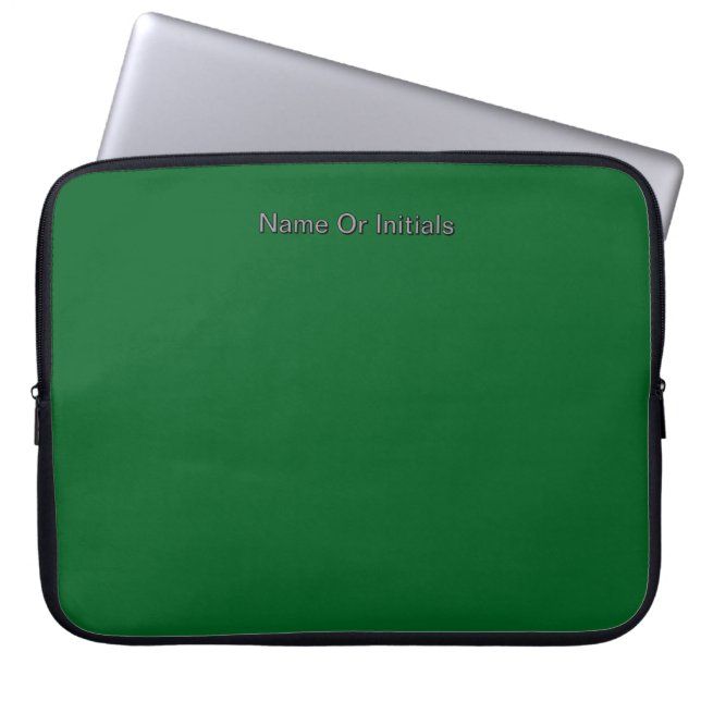 Personalize With Name Initials Green   Laptop Sleeve (Front)