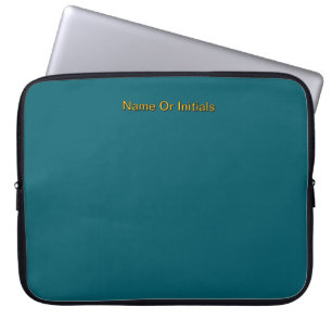 Personalize With Name Initials Teal Laptop Sleeve