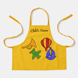 Personalize With Name Toy Collection Kids Yellow   Apron