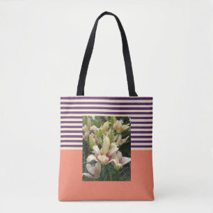 Personalize With Photo Purple Stripe Salmon  Tote Bag
