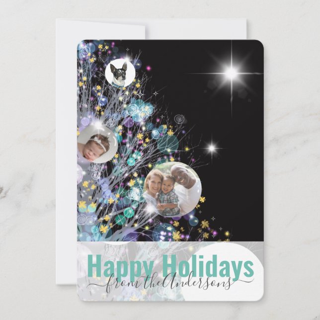 Personalize with photos and message holiday tree card (Front)
