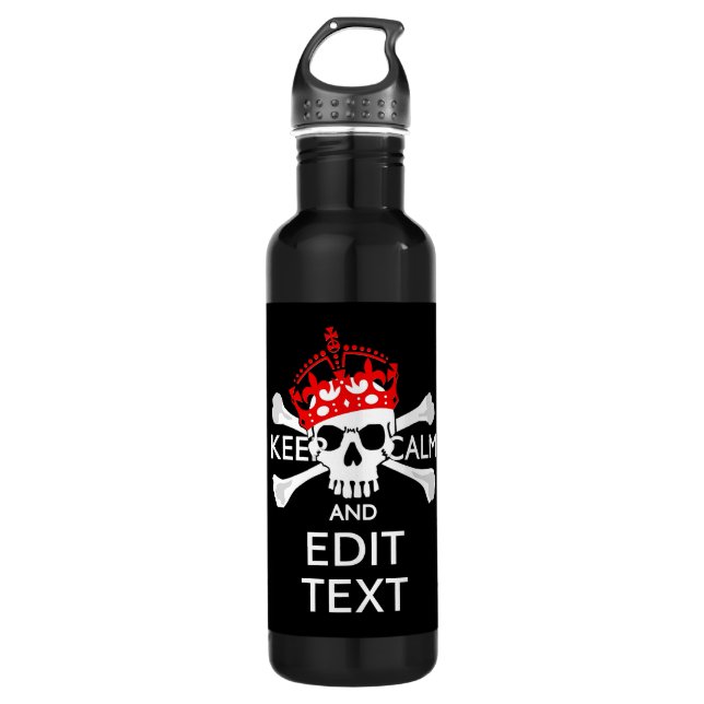 Personalize with Text Keep Calm Crossbones Skull 710 Ml Water Bottle (Front)