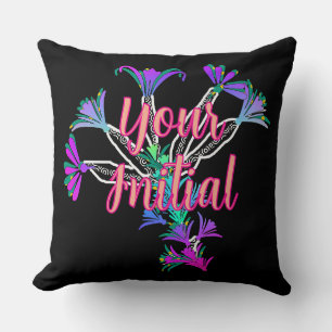 Personalize With Your Initial Floral Throw Pillow