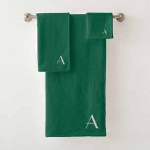 Personalize With Your Initial Green  Bath Towel Set