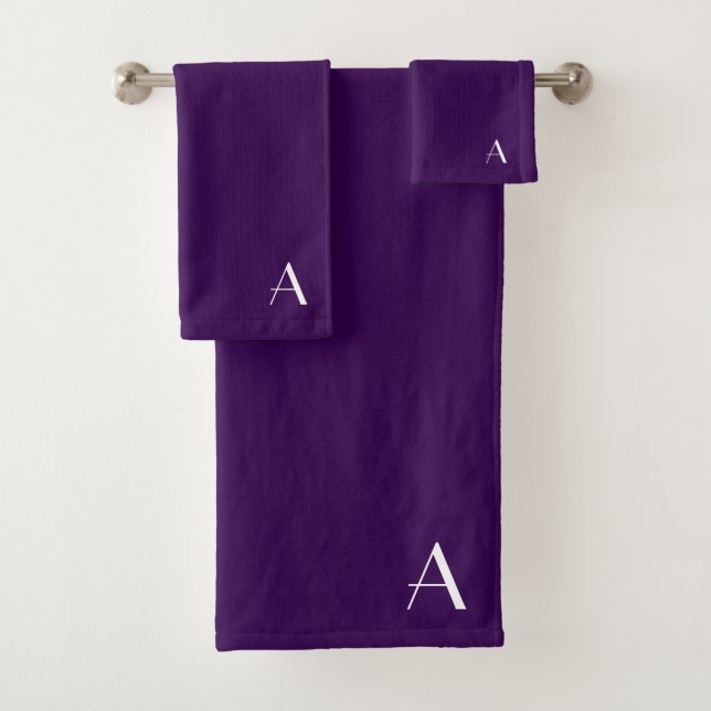 Personalize With Your Initial Purple  Bath Towel Set (Insitu)