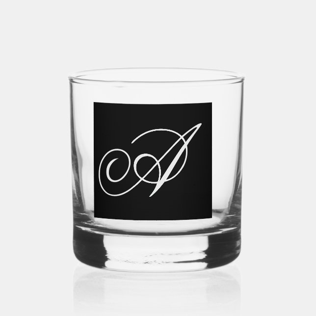 Personalize With Your Initial  Whiskey Glass (Front)