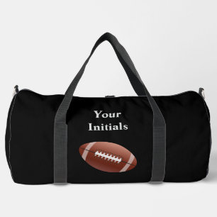 Personalize With Your Initials Black Football Duffle Bag