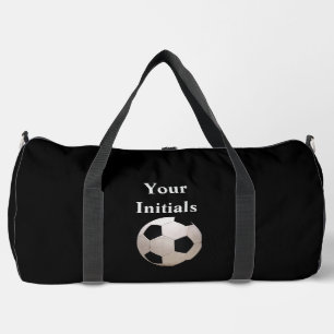 Personalize With Your Initials Black Soccer Ball Duffle Bag