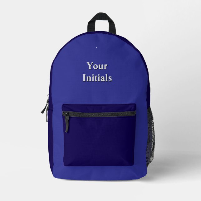 Personalize With Your Initials Blue + Blue    Printed Backpack (Front)