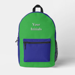 Personalize With Your Initials Blue + Green Printed Backpack