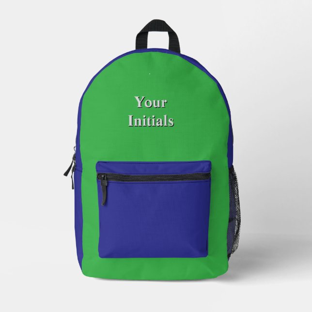 Personalize With Your Initials Blue + Green    Printed Backpack (Front)