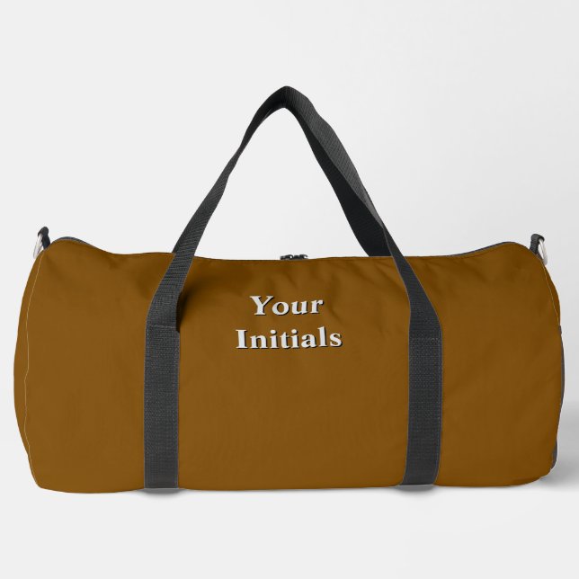 Personalize With Your Initials Brown    Duffle Bag (Front)