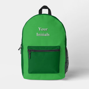 Personalize With Your Initials Green + Green    Printed Backpack