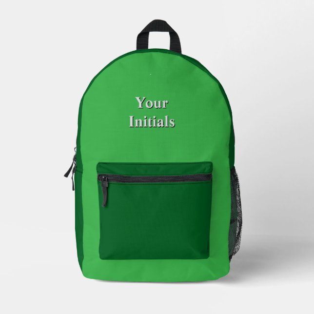 Personalize With Your Initials Green + Green    Printed Backpack (Front)