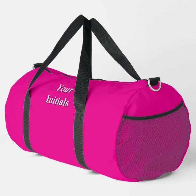 Personalize With Your Initials Hot Pink   Duffle Bag (Right Corner)