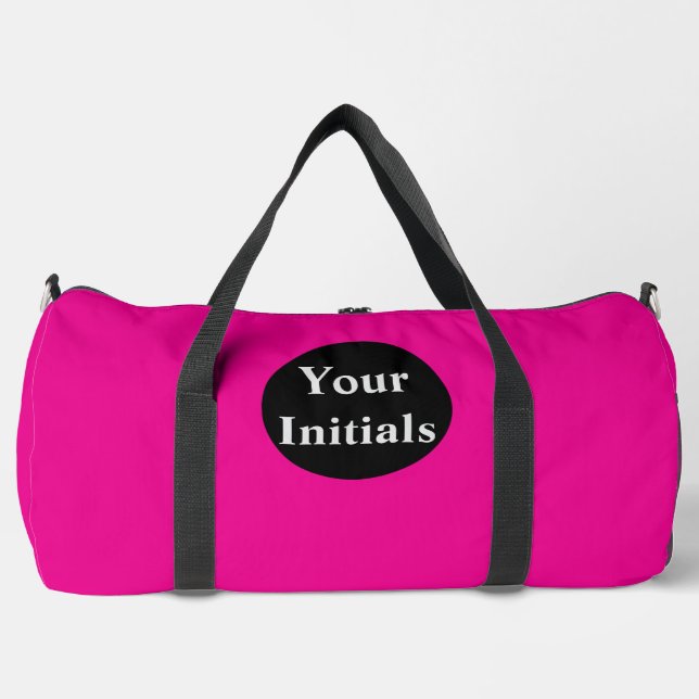 Personalize With Your Initials Hot Pink  Duffle Bag (Front)