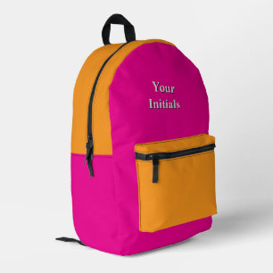 Personalize With Your Initials Hot Pink Gold   Printed Backpack