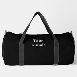 Personalize With Your Initials Jet Black  Duffle Bag