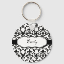 Personalize With Your Name Damask Keychain