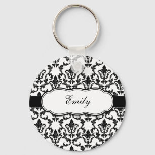 Personalize With Your Name Damask Keychain
