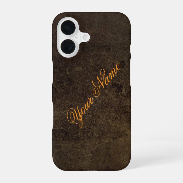 Personalize With Your Name Dark Rustic   iPhone 16 Case (Back)
