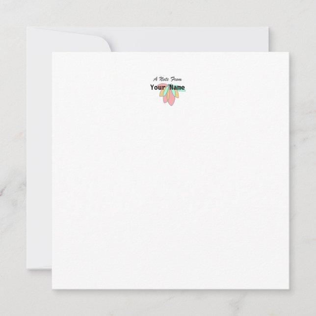 Personalize With Your Name Floral Flat Note Card (Front)