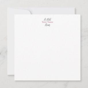 Personalize With Your Name Pink Flat Note Card