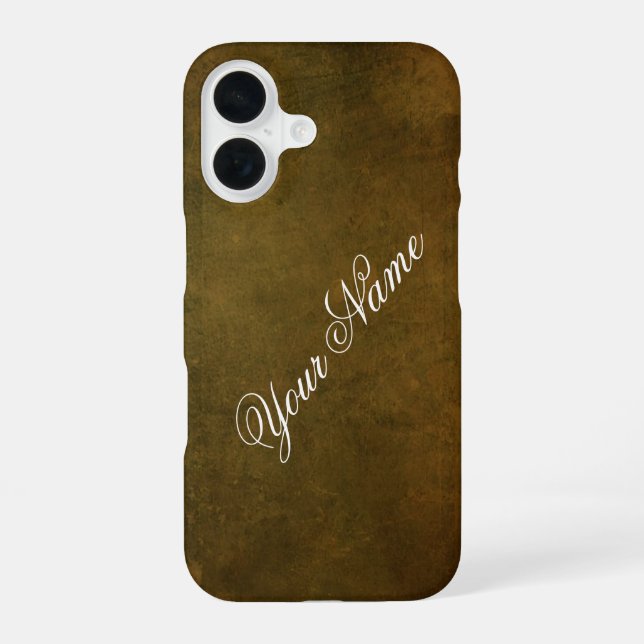 Personalize With Your Name Rustic Brown  iPhone 16 Case (Back)