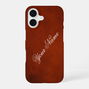 Personalize With Your Name Rustic Red iPhone 16 Case