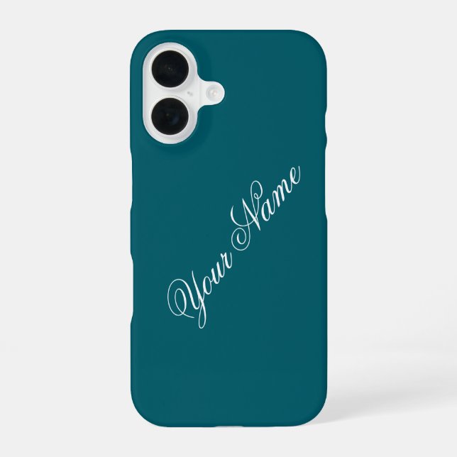 Personalize With Your Name Teal iPhone 16 Case (Back)