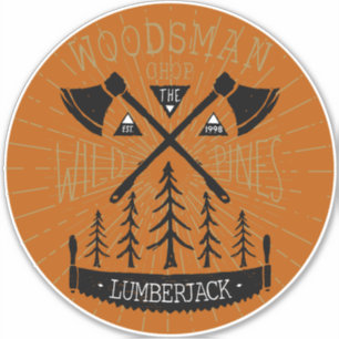 Personalize Woodsman Lumberjack Crossed Axes Pines