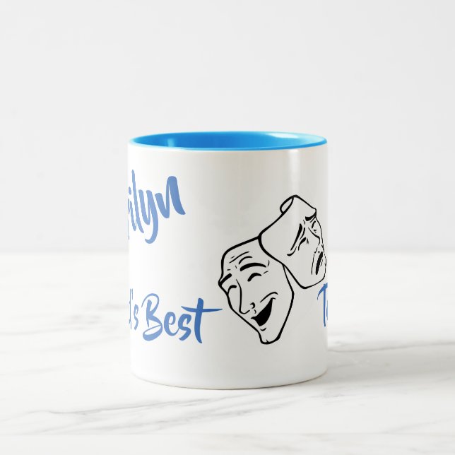 Personalize World's Best Drama Teacher Two-Tone Coffee Mug (Center)