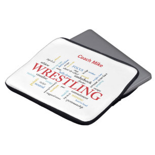 Personalize, Wrestling Coach Thank You in Words Laptop Sleeve