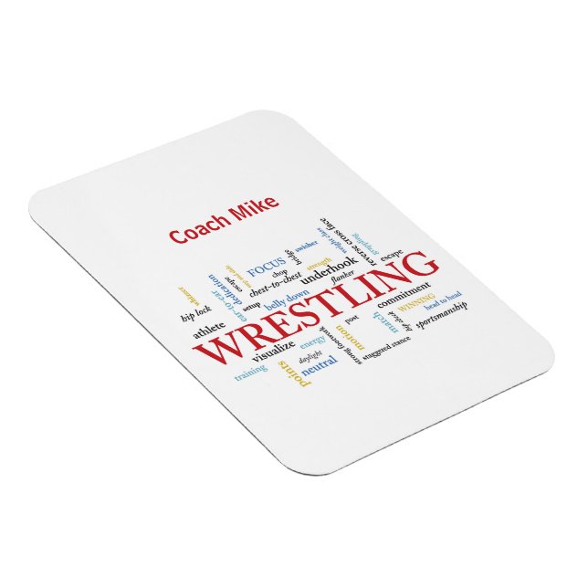 Personalize, Wrestling Coach Thank You in Words Magnet (Right Side)
