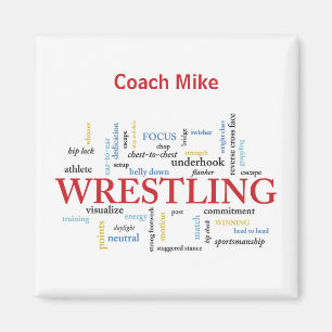 Personalize, Wrestling Coach Thank You in Words Magnet