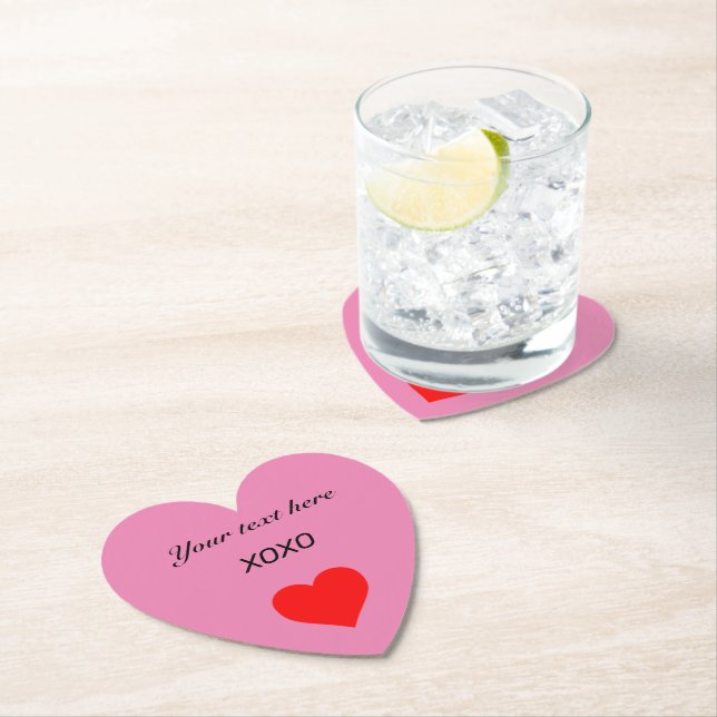 Personalize XOXO HEART Paper Coaster (Insitu)