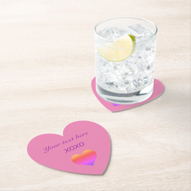 Personalize XOXO HEART Paper Coaster (Insitu)
