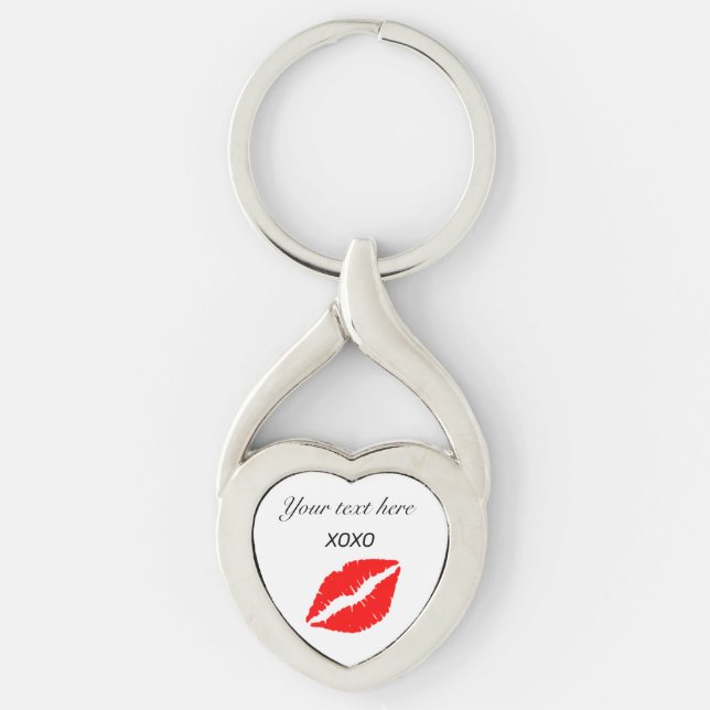 Personalize XOXO LIPS Valentine Keychain (Front)