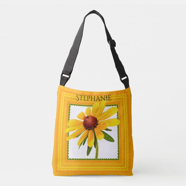 Personalize:  Yellow Black-Eyed Susan Photography Crossbody Bag (Front)