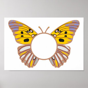 Personalize Yellow Butterfly Round Monogram Poster