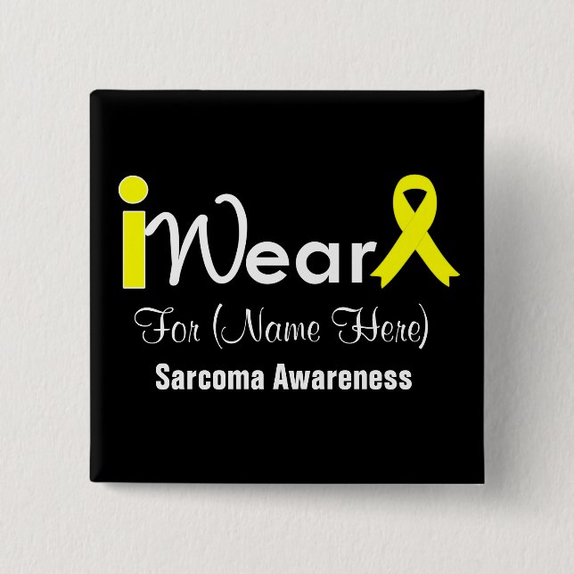 Personalize Yellow Ribbon Sarcoma 2 Inch Square Button (Front)