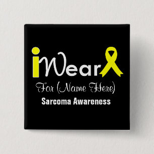 Personalize Yellow Ribbon Sarcoma 2 Inch Square Button