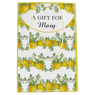 Personalize Yellow Rose  Medium Gift Bag